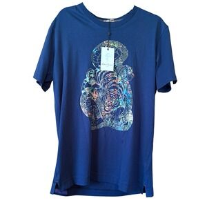 Robert Graham Mens T Shirt Classic‎ Fit Navy Tiger Snake Graphic M